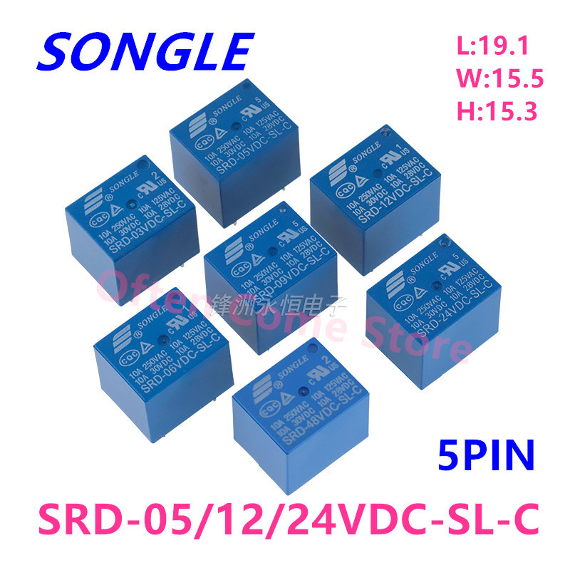 Shelly Relay Module - 5Pcs 새로운 릴레이 SRD-05VDC-SL-C SRD-12VDC-SL-C SRD-24VDC-SL-C