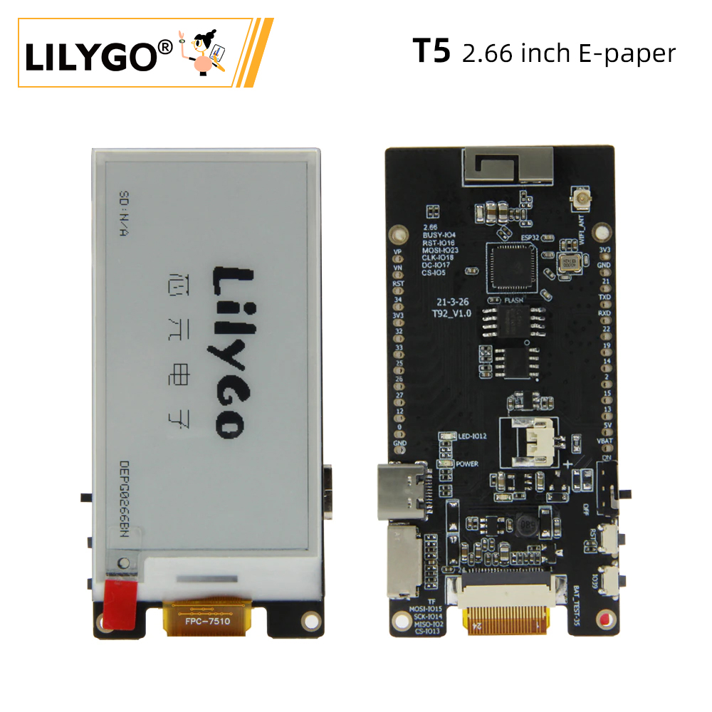 Home Automation Arduino - LILYGO® TTGO T5 2.66-Inch E-Paper 2.66