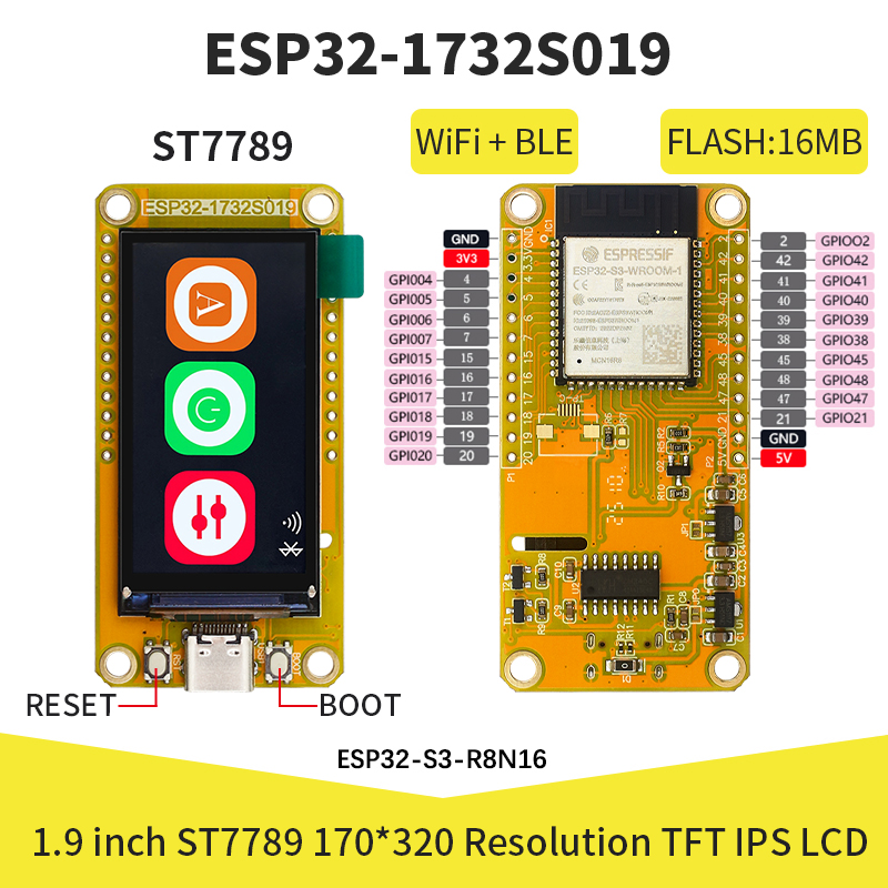 Home Automation Arduino - ESP32-S3 1.9인치 IPS LCD 170*320 HMI